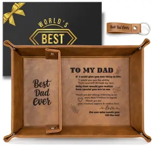 Fathers Day - Best Dad Ever Gifts for Dad from Daughter, Birthday Gifts for Dad PU Leather Valet Tray and Keychain, Christmas Dad Gifts from Daughter Son Wife, Mens Stocking Stuffers Father Gifts for Christmas, Birthday