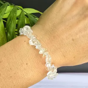 Clear Quartz Crystal Chips Bracelet - Quartz Gemstone Chips Beaded Bracelet