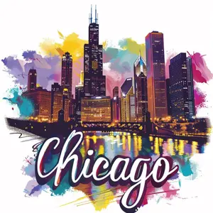Chicago Car Sticker Decal Aesthetic, Customizable, Trendy, Durable, Waterproof, Chicago Skyline, City, Windy City, Urban Vibes, Street Style, Perfect for Cars, Laptops, Windows, Unique Chicago Design car decal