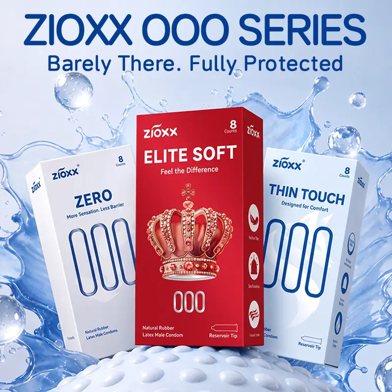 【ZIOXX 000 】 Condoms 8ct – Hyaluronic Acid Lube, Silicone-Free, Long-Lasting Hydration, Smooth Bare-Skin Feel Healthcare