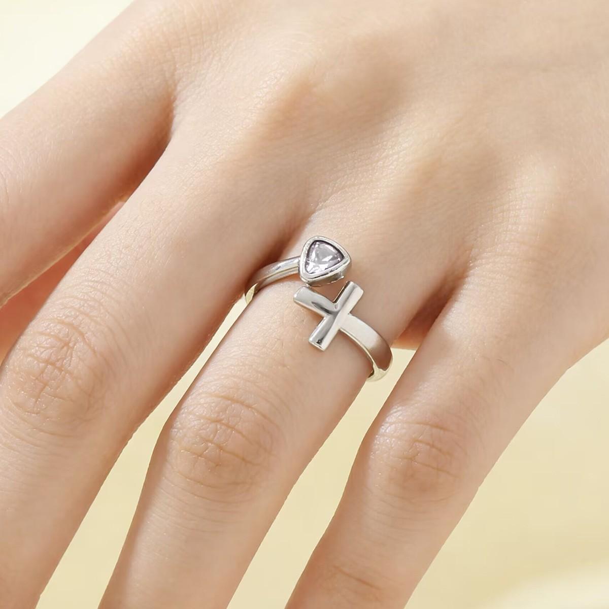 Adjustable Cross Ring for Women Jewelry Gift for Her Christian Faith Hope Love Birthstone Ring in Gift Box Adjustable Cross Ring for Women Jewelry Gift for Her Christian Faith Hope Love Birthstone Ring in Gift Box