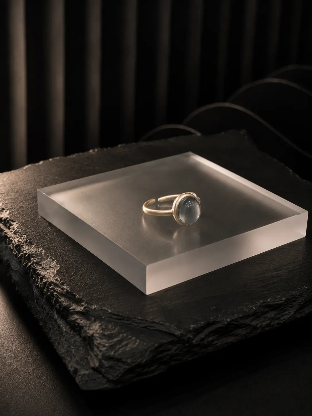Moonstone Glow Adjustable Ring