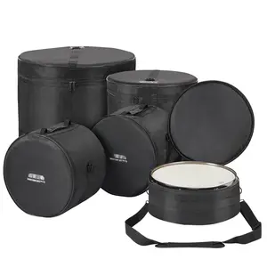 5-Piece Drum Bag Set With 1680D Oxford Fabric, Padded Drum Bags And Cases, Detachable 4.92-Ft Shoulder Strap, Foldable Design, Durable Gig Storage For 22-Inch Kick, 16-Inch Tom, 14-Inch Snare, 13-Inch Tom, 12-Inch Tom