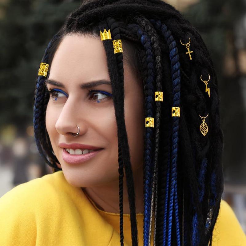 259 Pcs Hair Jewelry for Braids, Loc Jewelry for Hair Dreadlock, Charm Accessories for Women, Metal Gold Braids Rings Cuffs Clips for Dreadlock Accessories Clips Rings Extensions Decorations