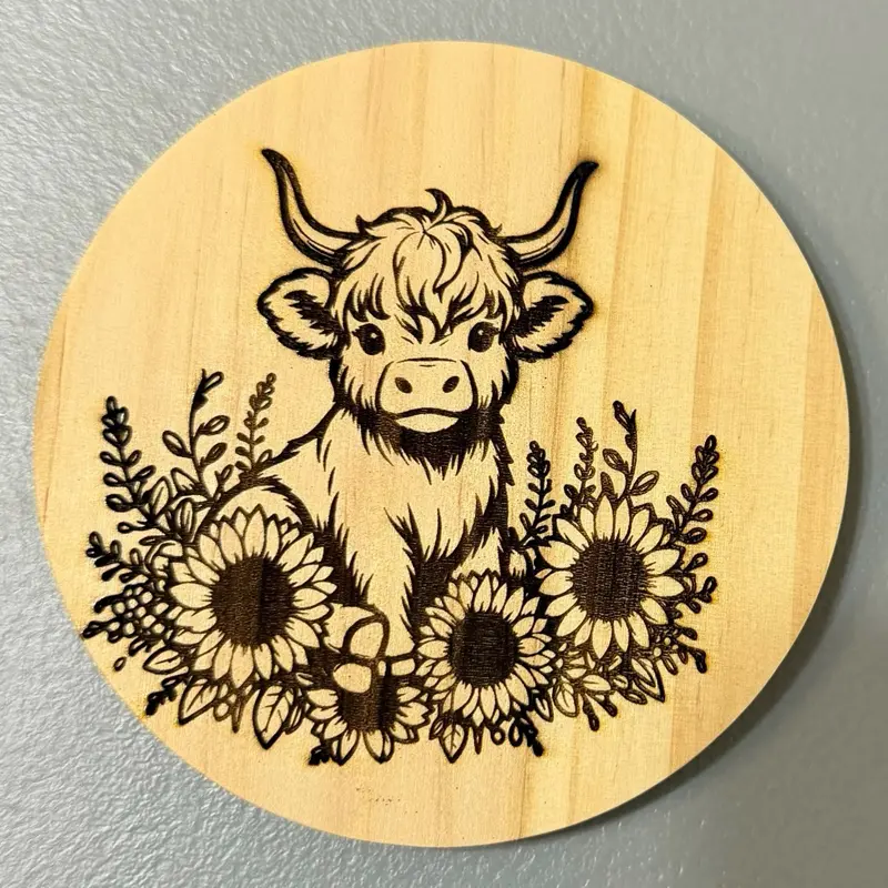 Highland Cow & Sunflowers Design Absorbent Drink Coaster, Decorative Table Coaster for Home Kitchen Dining Room
