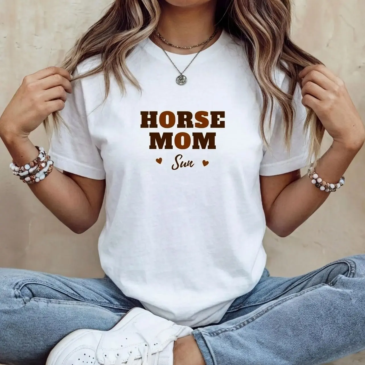 Personalized Horse Mom T-Shirt, Gift for Horse Lovers, Custom Horse Name Tee, Equestrian Apparel