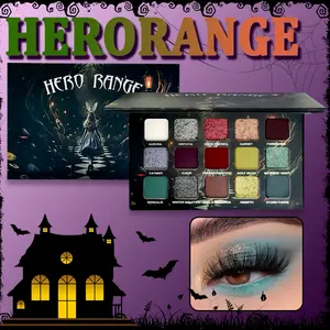 HERORANGE 15-Color Anime Eyeshadow Palette | Shimmer, Matte & Highlighter 3-in-1!  Vibrant Cosplay & Smoky Looks. No Fallout, Built-in Mirror. The Ultimate Festival Makeup & Holiday Gift for Teens! korean eye shadow 。