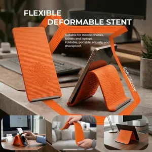 Flexible Silicone Aluminum Phone holder stand, Bendable Rollable Foldable Design, Universal Adjustable Anti-Slip Desktop Mount for Phone Tablet Laptop, Portable Ergonomic Holder for Home Office Travel-YY