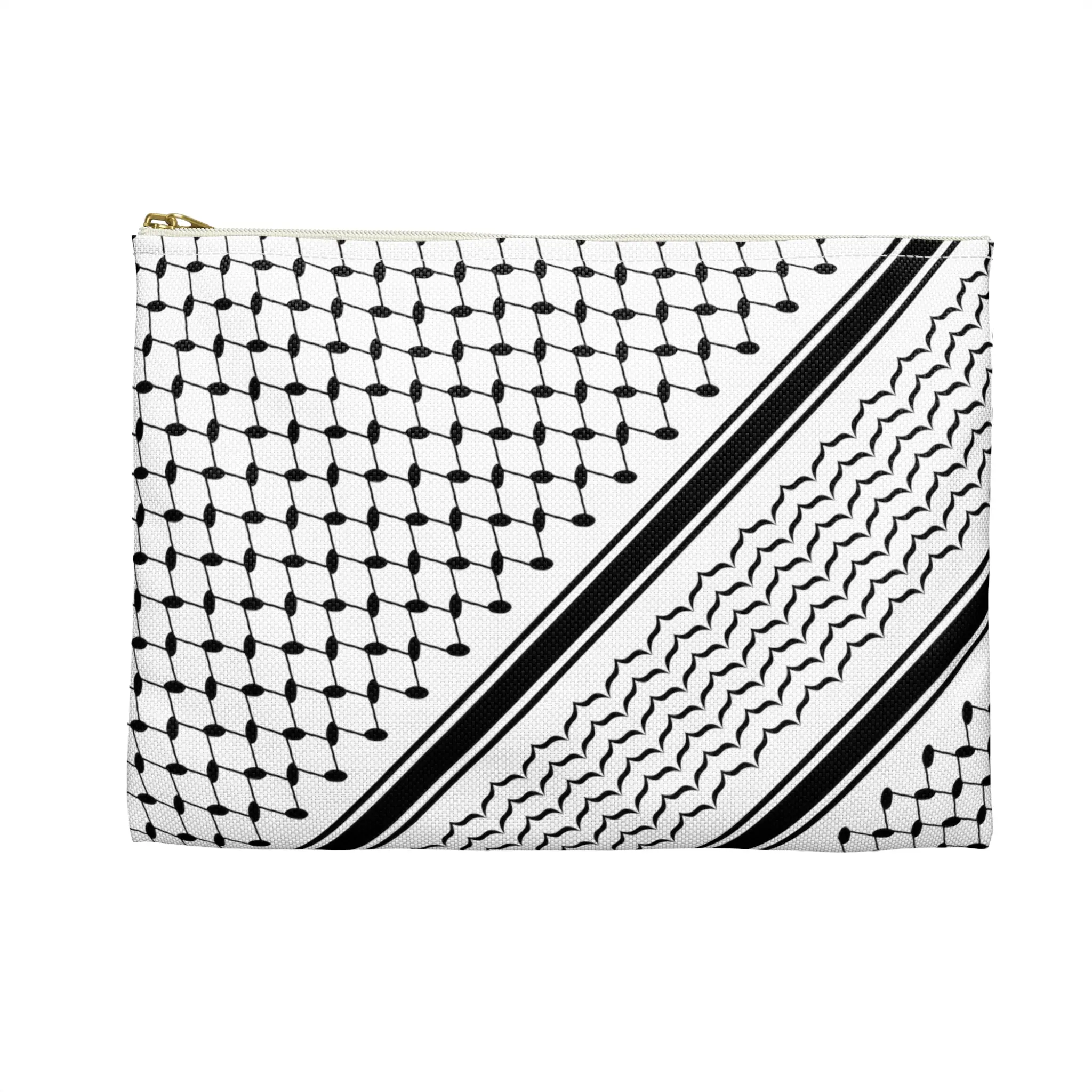 Palestine Black Keffiyeh Zipper Bag, Free Palestine Accessory Pouch, Palestine Headwrap Pattern Fabric Pencil Bag