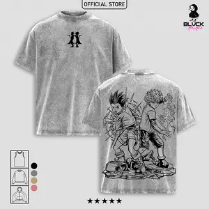 Gon x Killua - Hunter x Hunter Anime Washed T-Shirt, Tanktop, Sweatshirt and Hoodie Oversize Unisex, Heavy Cotton Casual Streetwear Vintage Urban Outfit Fashion Clothes Top Anime Fans for Men and Women