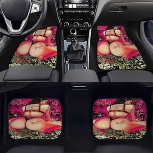 4-Piece Universal Car Floor Mats, Polyester Fiber, Backprint, Anti-Slip Easy Clean, Great Car Interior Decoration, Car Interior Accessory, Floor Mats for Car, Car Accessories