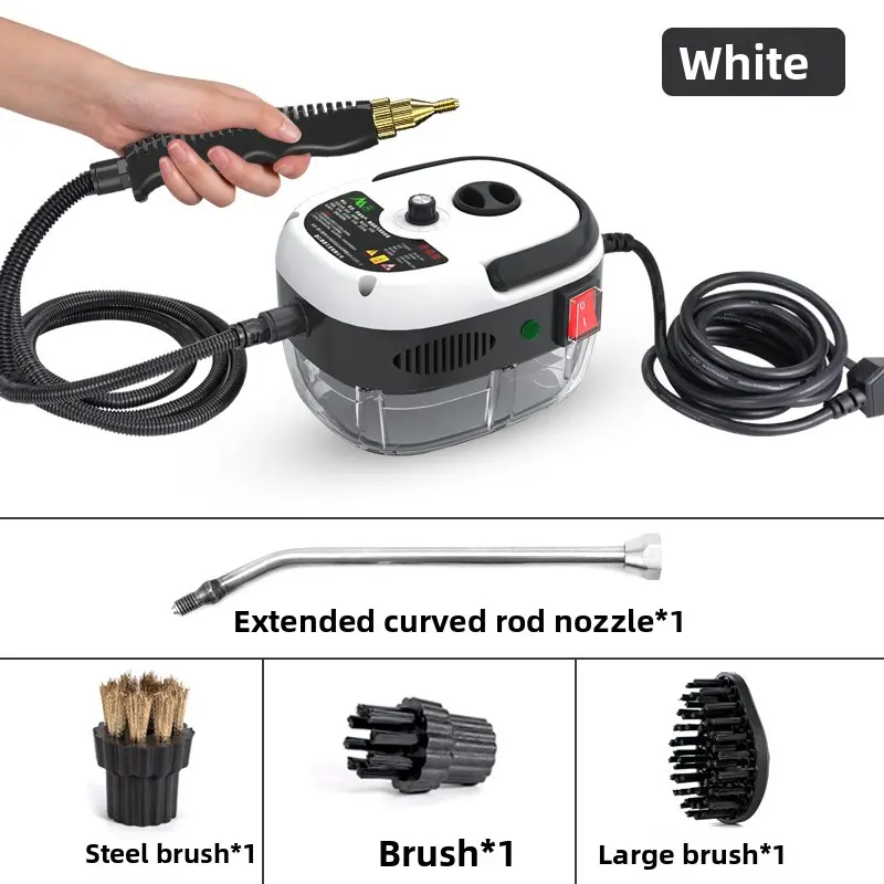 2500W Power Handheld Steam Cleaner - Compact, Portable High-Pressure Steam Appliance with Brush Heads for Kitchen Grease Cleaner, Car Detailing, Stain Removal