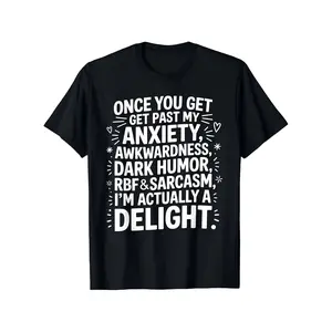 Funny Sarcastic Anxiety RBF Dark Humor T-Shirt for Men - Sarcastic Face Expression Print, Soft Breathable Cotton Round Neck Short Sleeve, Casual Gym Outdoor Top, Summer Spring, Machine Washable