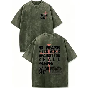 Weripoah Men's Christian Jesus Graphic Round Neck T-Shirt, Menswear Short-Sleeve Distressed Vintage Oversized Acid Wash Top, Casual Faith Religious Streetwear Style Sports Apparel,summervibes Crewneck Tshirt