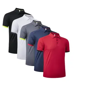 Men Solid 5 Pcs Moisture-Wicking Athletic Short Sleeve T-Shirt, Plain Collared Golf Polo Shirt, Simple Compression Gym Training Outfits