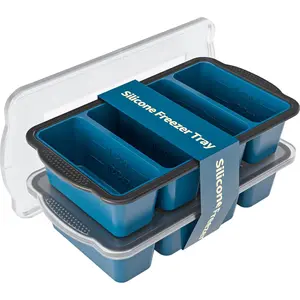 Freezer Tray With Lid, 8 Large 1 Cup Soup Freezer Molds, Soup Freezer Container for Meal Prepping, Large Ice Cube Tray,  for Storing Leftovers, Sauces, Lasagna, 2-Pack