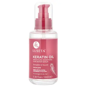 Luseta Beauty Keratin Oil, Weightless Smoothing Hair Repair Serum, 3.38 fl oz (100 ml)