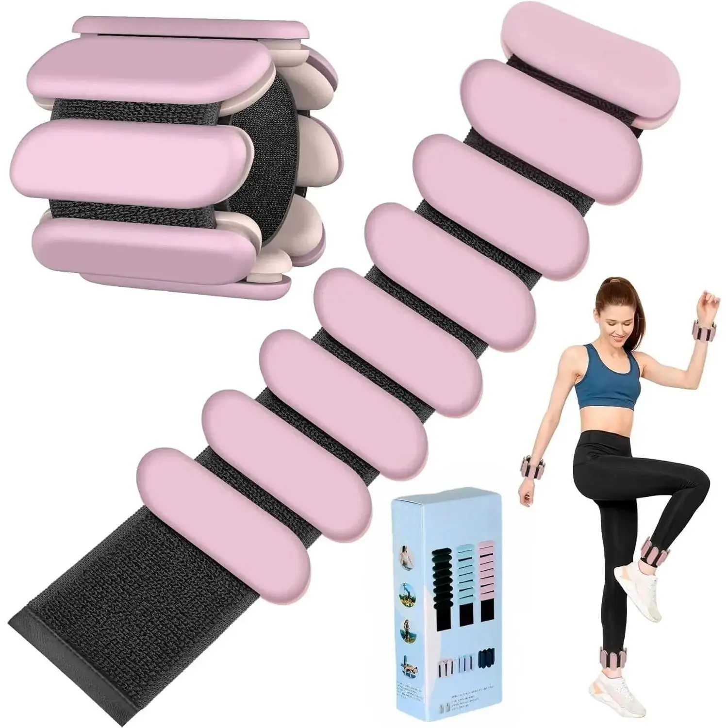 Hand Weights for Women Men Black- 1lb Arm Weights for Pilates, Silicone Adjustable Hand Weights 1 Pair (1 lb Each), Ideal for Pilates Gym, Fitness, Workout, Walking, Jogging