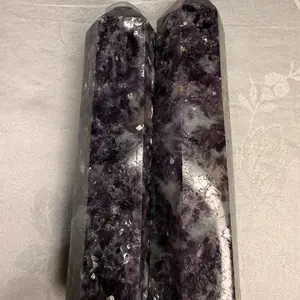 Amethyst Tower Crystal Decor, Natural Polished Amethyst Obelisk for Home Display & Spiritual Healing