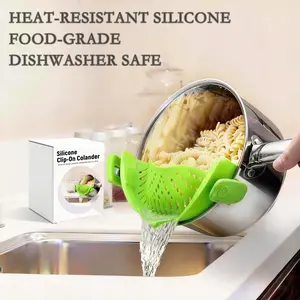 Clip On Colander Silicone Clip On Strainer for Pots and Bowls, Pasta Vegetable Pot Strainer Drainer Kitchen Tools Accessories
