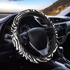 1pc Zebra Stripes Print Car Steering Wheel Cover - Universal 15 Inch, Anti-Slip Soft Grip Fit for Sedans & SUVs, Wear-Resistant Durable Design for Men & Women, All-Season Auto Interior Decoration Fun Car Accessories