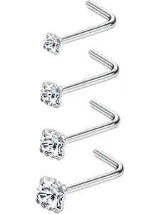 Hypoallergenic 316L Surgical Steel Nose Rings Studs for Women Men 14K Gold Filled L Shaped Nose Studs 20G Nostril Piercing for Women Men Jewelry 1.5MM/2MM/2.5MM/3MM
