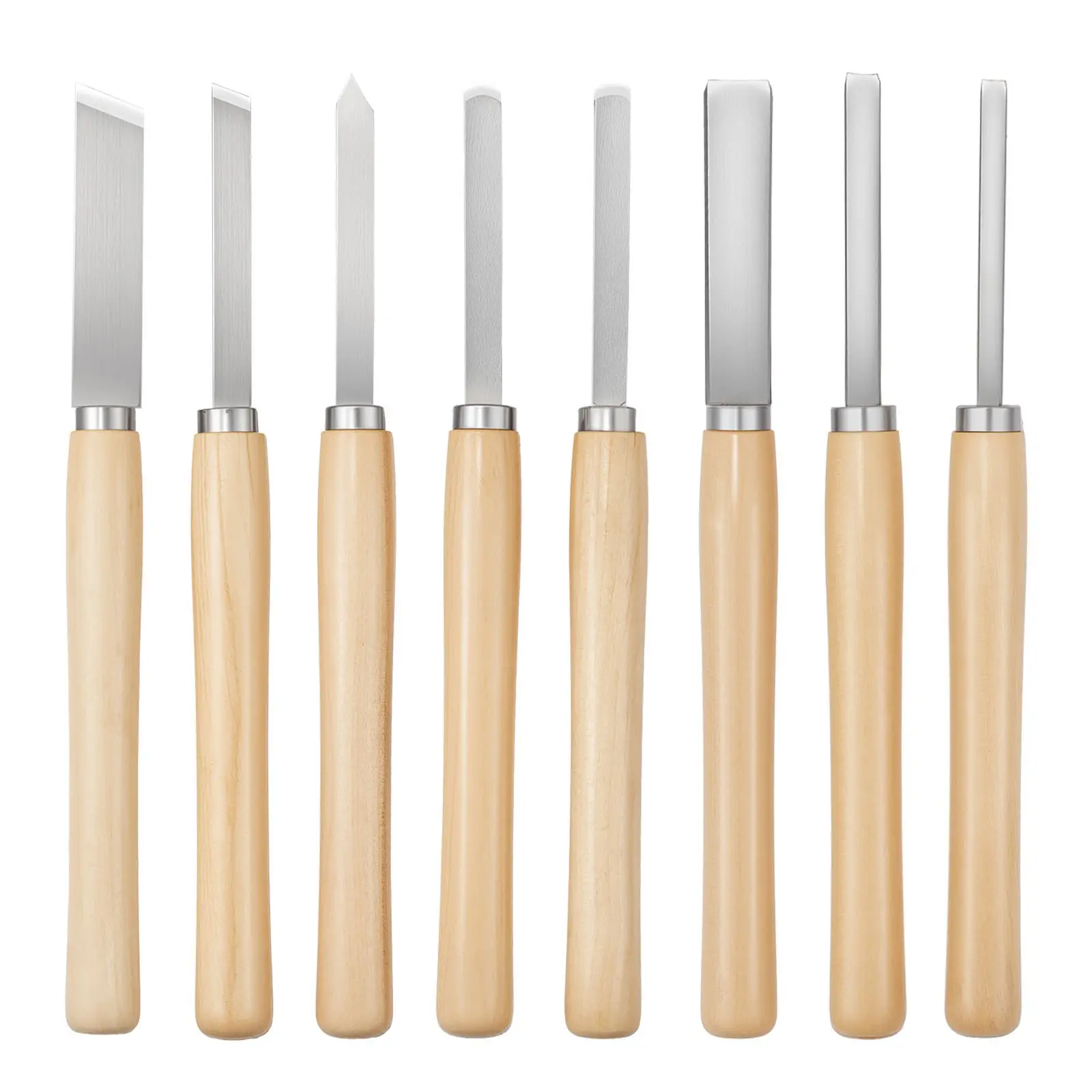 VEVOR Wood Lathe Turning Tool Set, 8PCS, Lathe Chisel Set with Carbon Steel Blade, 2 Skew, 1 Spear Point, 1 Parting, 1 Round Nose, 3 Gouge Tools, 1 Oxford Bag, for Beginners, Hobbyists, Professionals