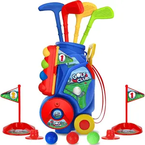 Toddler Golf Set, Kids Golf Cart with 4 Clubs & 8 Balls, Indoor Outdoor Golf Toys for Boys Girls, Mini Golf Gifts for Baby 3-5 Years Old