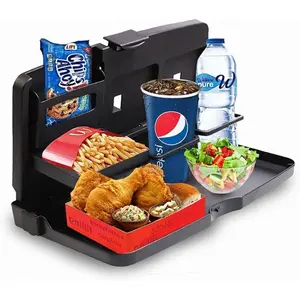 Foldable Car Food Tray Holder Multi- Functional Portable Auto Food and Drink Tray – Black Eating Organizer Backseat Car Tray – Kids Table Holder Desk- Laptop, Meal (1 Pk Black)