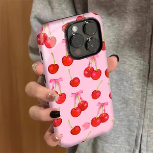 Sweet Cherry iPhone Case - Cute Girly Design with Shockproof Protection for iPhone 7-17 Pro Max Plus 16E Air XR Models