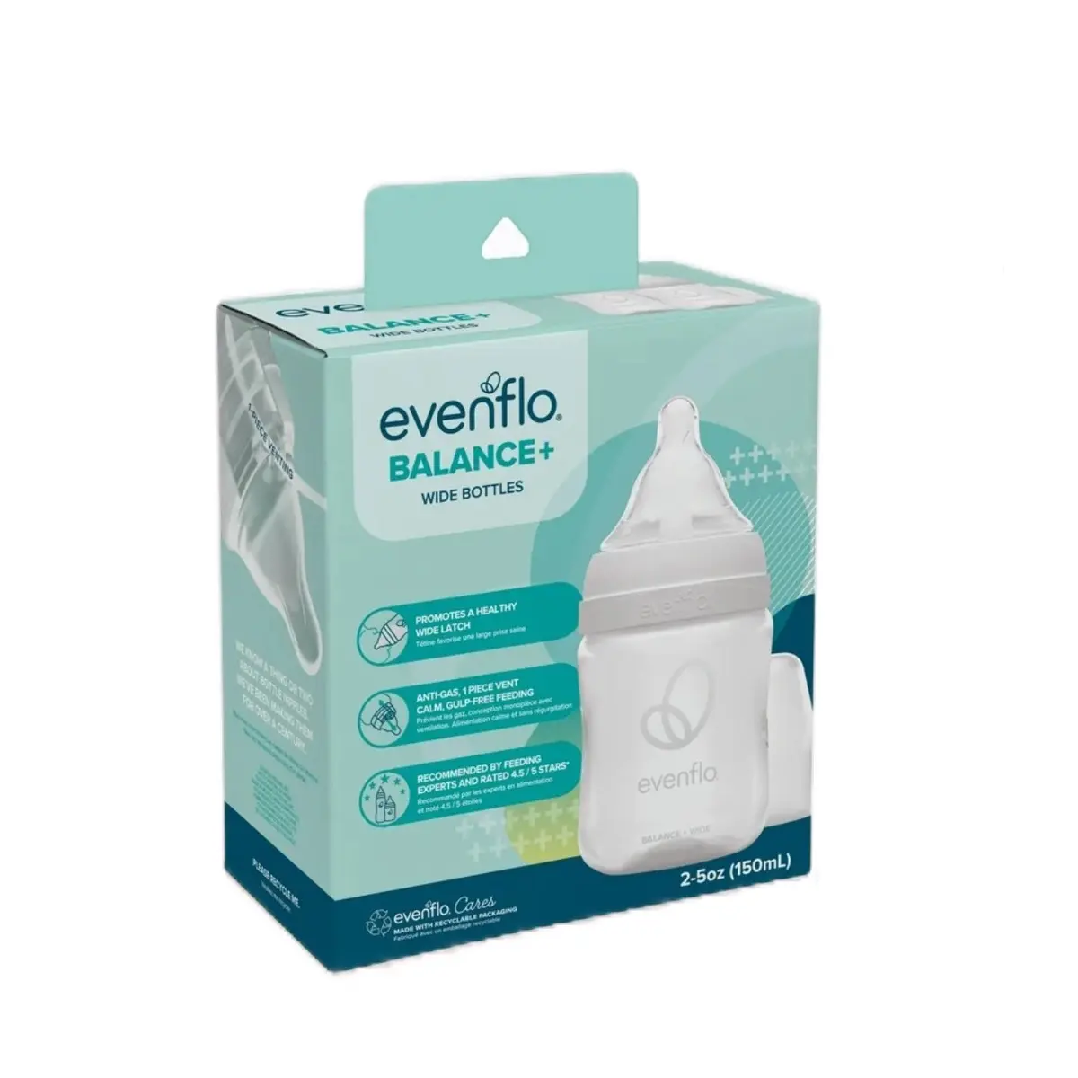 Evenflo Balance Wide Neck Baby Bottles Clear and White 5oz, 2 Count - Pack of 2 Evenflo Balance Wide Neck Baby Bottles Clear and White 5oz, 2 Count - Pack of 2