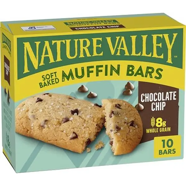 Nature Valley Soft Baked Muffin Bars, Chocolate Chip, Snack Bars, 10 Bars, 12.4 oz