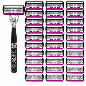 Women's 6 Layer Stainless Steel Razor Blade, Smooth Shaving Manual Beard Trimmer, Ideal for Leg Hair Removal, Essential Personal Care Tool