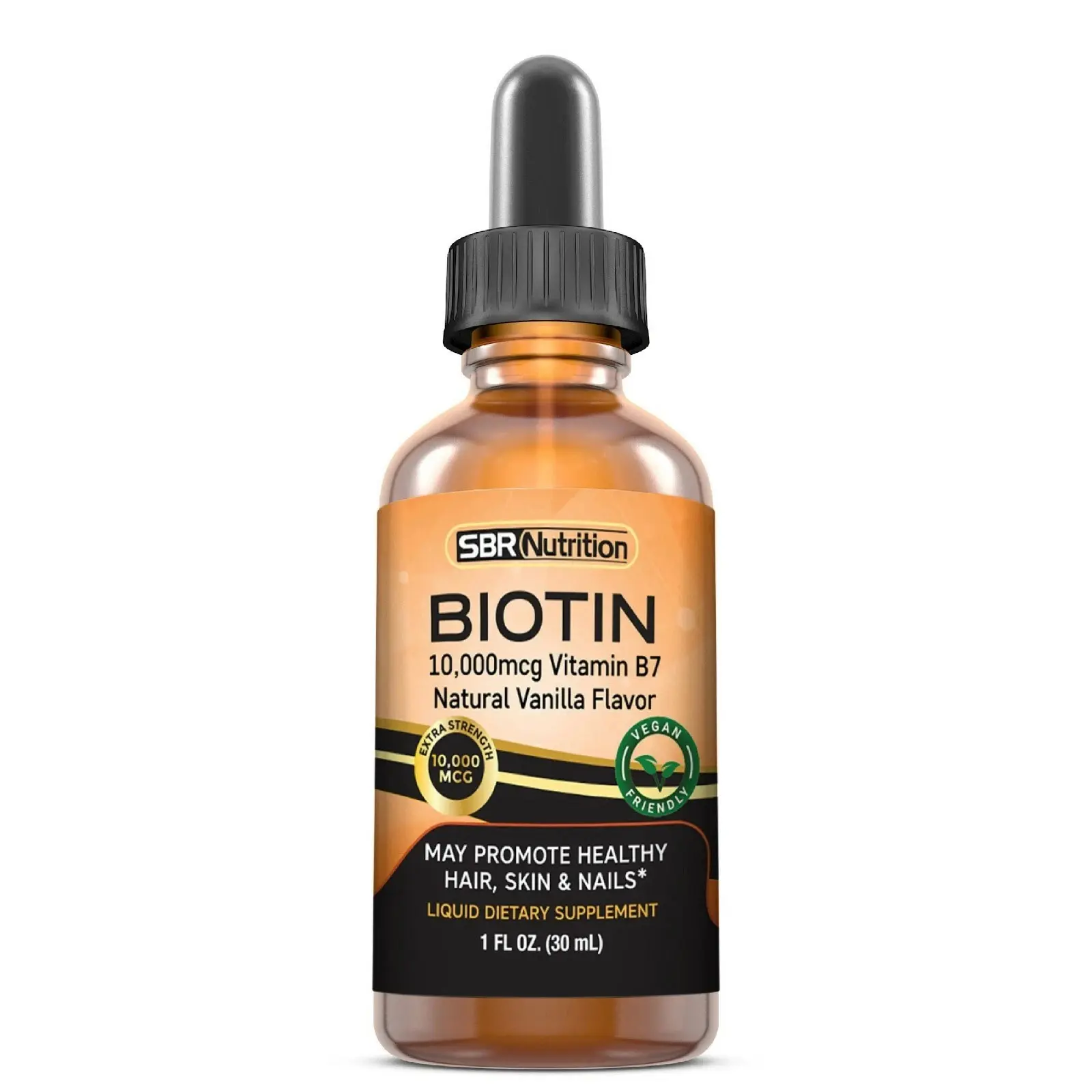 Biotin Liquid Dietary Supplement Drops - 10000mcg Per Serving, 60 Servings, Max Absorption, Prop 65 Safe, Supports Nail & Hair Health, High-Potency Supplements, Hair Support