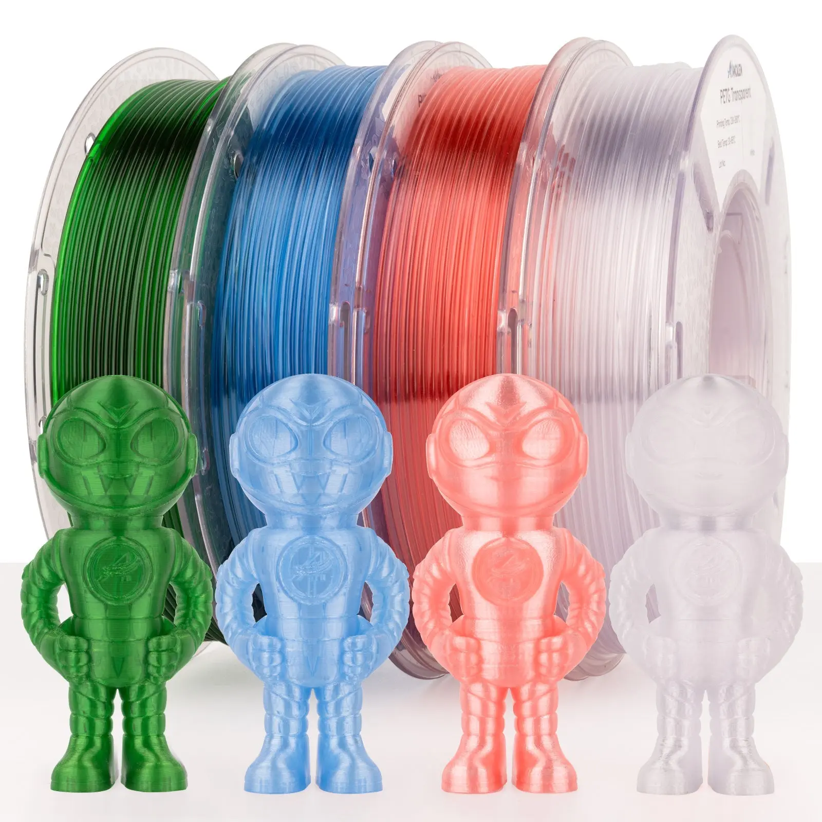 Amolen Transparent PETG Filament Variety Pack - 4x250g Eco-Friendly Biodegradable Filament, No Bubble, Light Penetrates, for Office Stationery, Computers & Office Equipment Projects