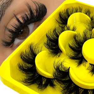 New 5 pairs Fluffy Lashes 8D False Eyelashes 20mm Faux Mink Lashes Natural Fake Lashes Thick Volume Eyelashes Cat Eye Lashes