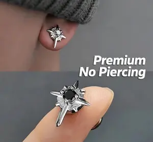 2pc/1Pair Magnetic ear studs Zircon Star Magnet Ear Clip Stud Earrings for Men Women Couple Without Ear Holes Clip Earrings Party Accessories Jewelry