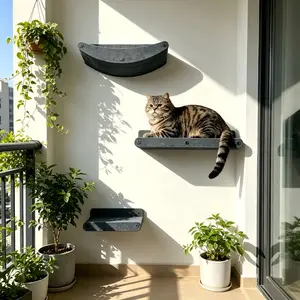 Cat Wall Shelves, Wall Mounted Cat Climbing Shelves, Cat Wall Furniture Perch with Scratching Surface for Indoor Cats, Cat Wall Steps Activity Tree for Large/Small Cats