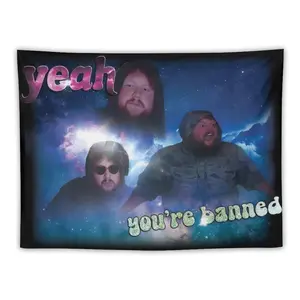 Caseoh banned me and all I got was this shirt Tapestry for Bedroom, College Dorm and Home Decor 60"x40", Funny Meme Wall Tapestries for Boy Girl Birthday Gifts