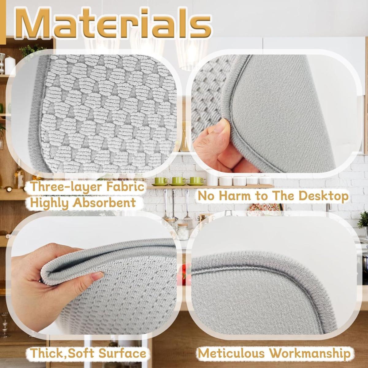 2 Pack Microfiber Dish Drying Mats – Large Absorbent Kitchen Counter Pads