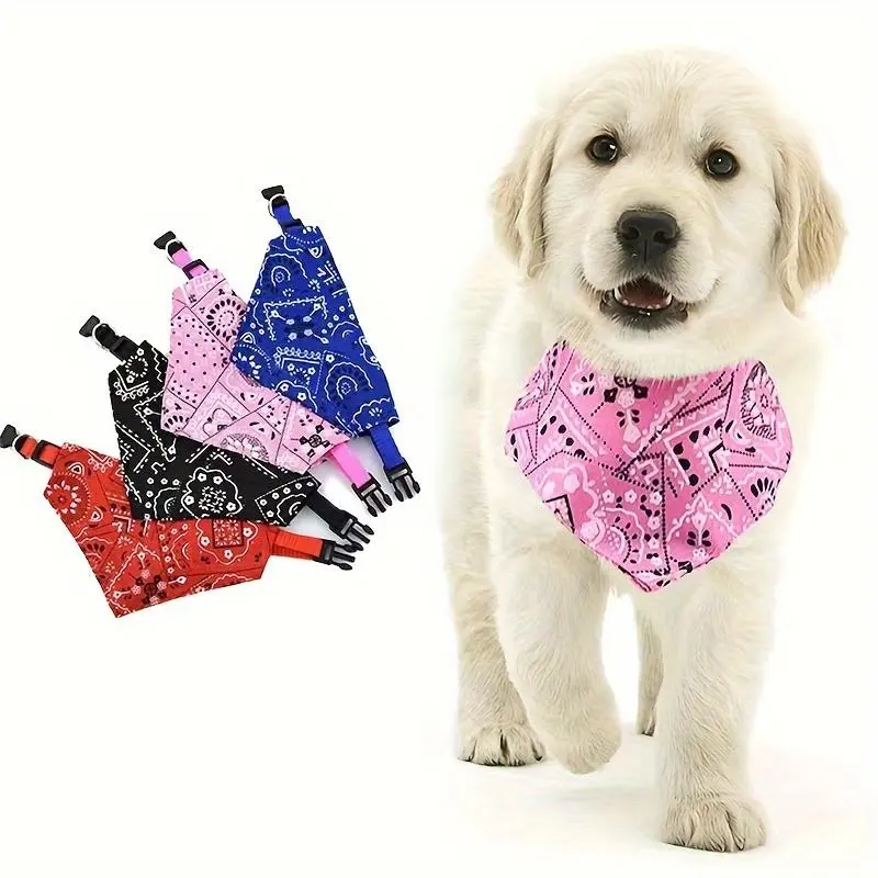 1pc Stylish Floral Printed Dog Bandana with Buckle - Christmas Neck Accessory, Costume for Small Dogs & Cats Under 6.8KG, Keeps Your Companion Clean & Fashionable