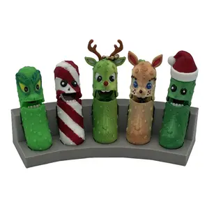 Xmas Pickle Keychain Set - 5-Pack Jar - Tickles, the Articulated Pickle