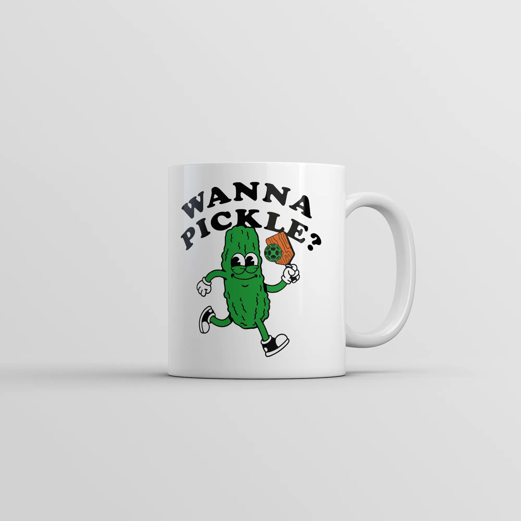 Wanna Pickle Mug Funny Sarcastic Pickleball Graphic Novelty Coffee Cup - 11oz Funny Coffee Mugs Ceramic Printed Drinkware Cup