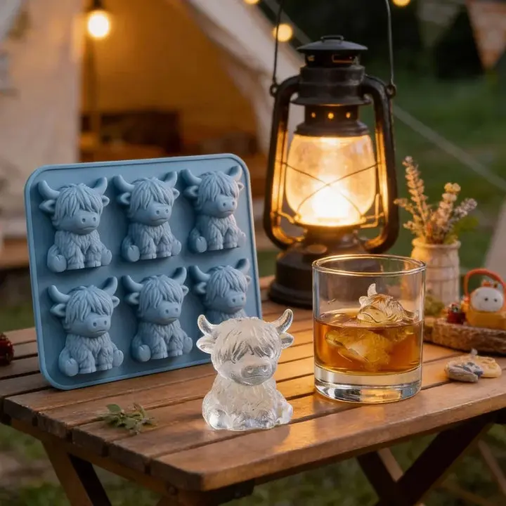 3D Silicone Highland Cow Mold - Reusable, Flexible Kitchen Bakeware for Chocolate Making, Cocktails, Crafts, Resin Art