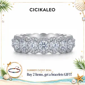 CICIKALEO Luxury Full Moissanite Eternity Band for Unisex Men & Women D VVS1 Iced Out Ring Hypoallergenic 18K White Gold Plated Lab-Created HipHop Rapper Promise Anniversary Birthday Gift Summer Jewelry Fine Formerly CICI GEMS #Summervibes
