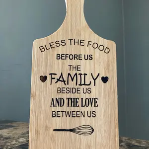 Laser engraved kitchen cutting board for decoration.