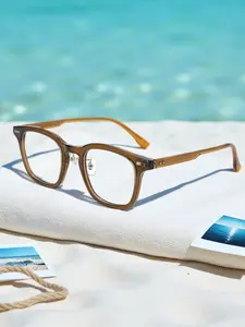 Caterside Lightweight Retro Tr Material Square Frame Glasses, Minimalist Style with Spring Hinges, Comfortable Silicone Nose Pads for Outdoor Activities, Unisex Design for Travel, Beach, Cycling, and Music Festivals