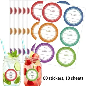 60 Colorful Can Labels, Kitchen Organization Tool, Jam Making Organizer, Essential for Home Storage, Easy to Use and Durable