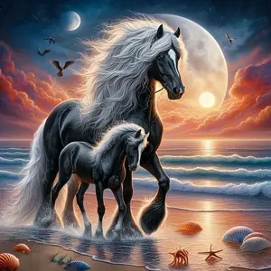 Diamond Painting Kit Frameless, Horse Animal,5D Diamond Art Set, DIY Craft Supplies, Synthetic Gemstone Art Painting with Diamond Dots for Beginners, Adult Wall Decor