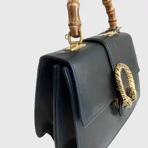 Pre-owned GUCCI GG Leather Shoulder Bags Gucci Black Bamboo Dionysus Top Handle Bag with Strap